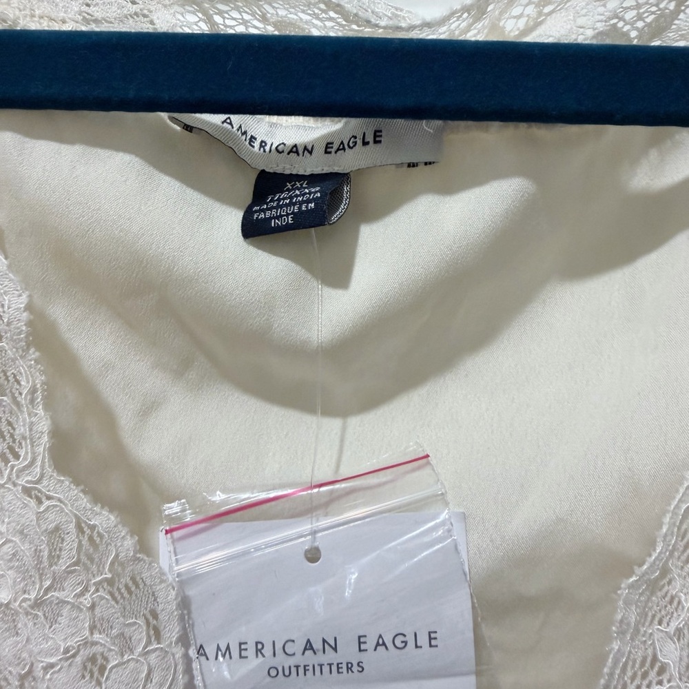 NWT AE Lace Inset Mini Dress White - Picture 5 of 7